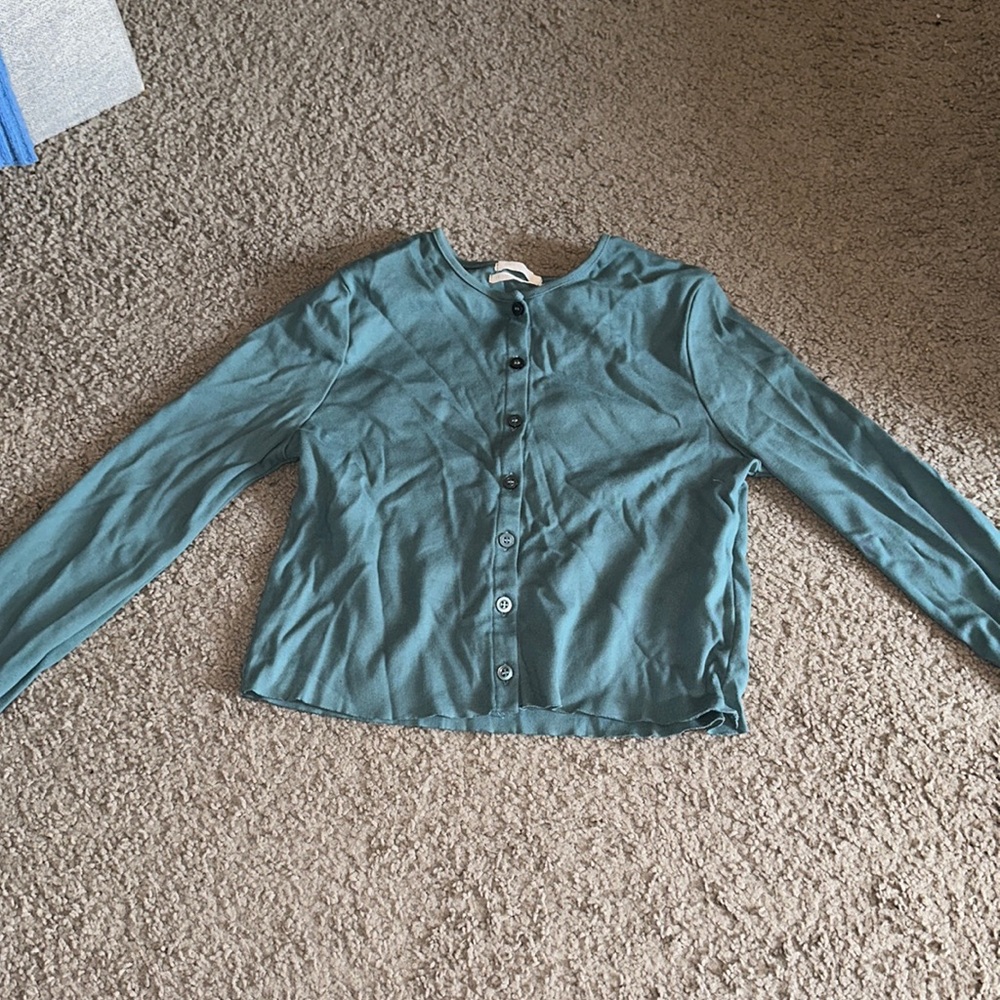 Gently Worn: Urban Outfitters Long Sleeve Blue Button Crop Top